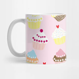 Cupcake pattern with pink background Mug